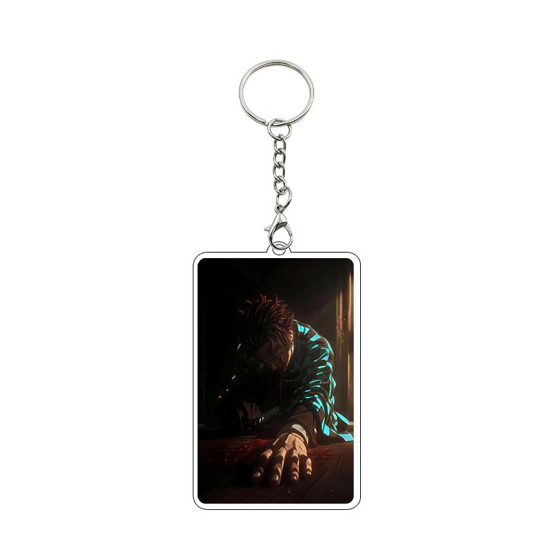 Anime 8cm Kamado Tanjiro Nezuko Agatsuma Zenitsu Cartoon Characters Acrylic Keychain Accessories Car Pendant Gifts Toy Wholesale