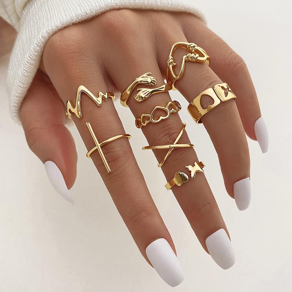 Cross Leaf Ring, Pearl Sun Moon Ring Set For Women