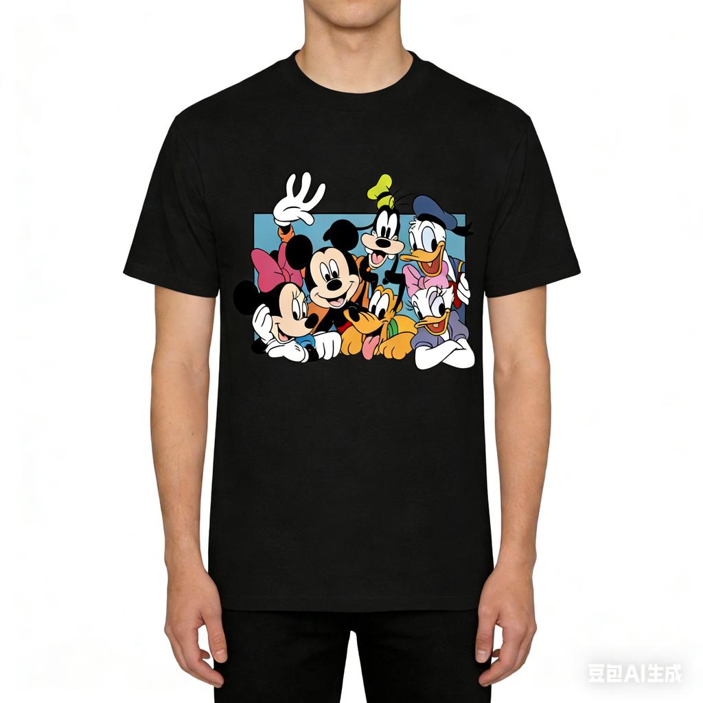 T-shirt alla moda e cool più venduta con motivo a storia di Topolino Abbigliamento T-shirt larga per adulti e bambini con girocollo