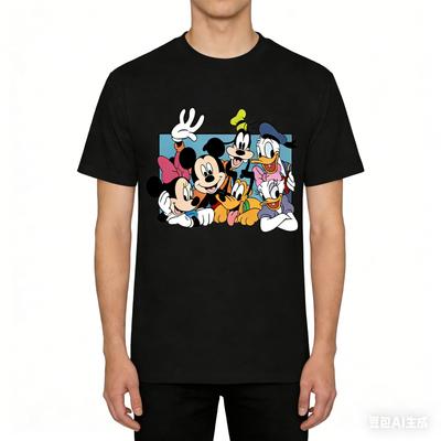 Nejprodávanější Módní a Cool Tričko s Vzorovaným Příběhem Mickey Mouse Oblečení Volné Tričko pro Dospělé a Děti s Kulatým Výstřihem