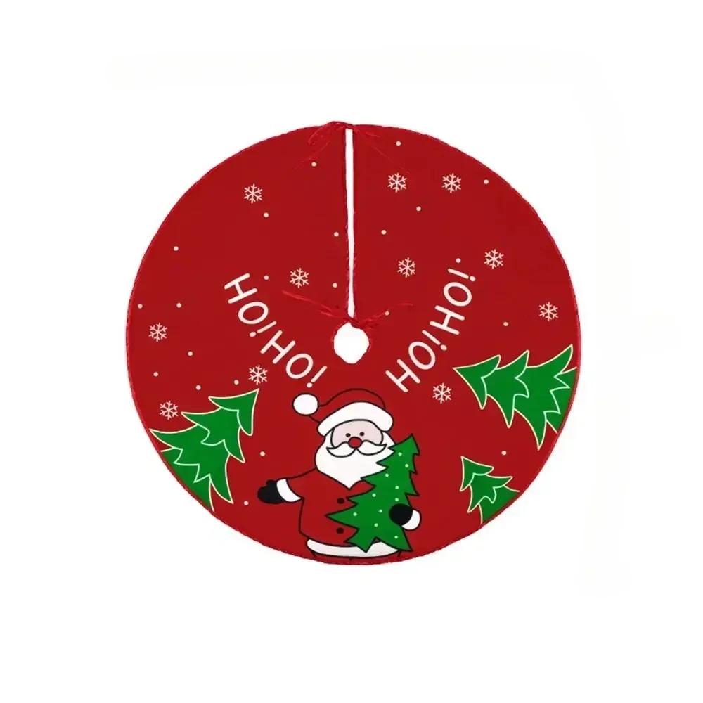 60/70/90cm Christmas Tree Skirt Red Christmas Tree Foot Cover Santa Claus Snowflake Christmas Tree Carpet Base Mat Decorations