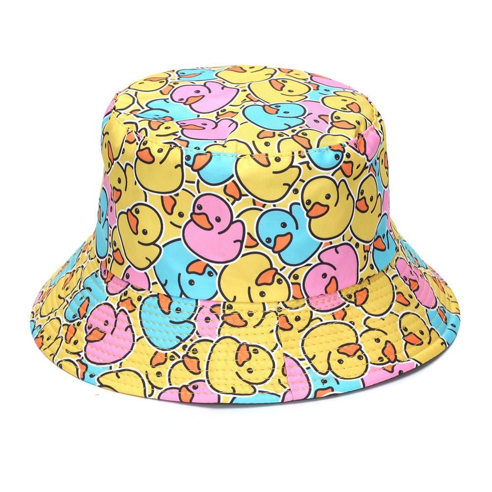 Duck Print Vintage Doublesided Fisherman Hat With Sun Protection For Outdoors