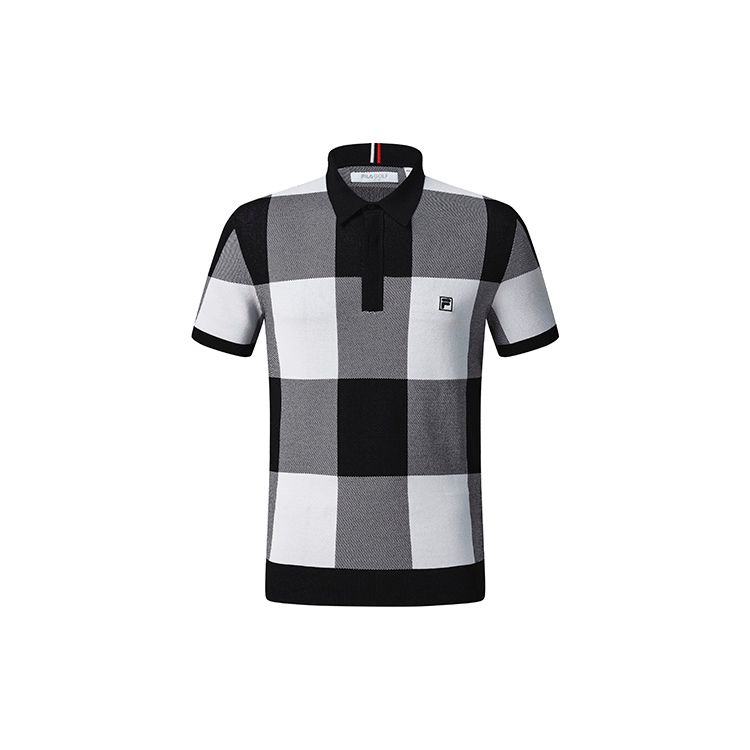 

FILA Plaid Short Sleeve Golf Knit Polo Shirt Men tops Deep-Black A11M245408F-BK XXL
