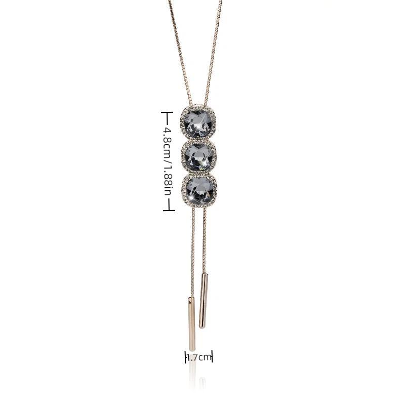 Women Snake Chain Pendant Necklaces Sweater Chain Crystal Long Tassel Necklace Accessories