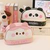 Kawaii Cartoon Panda Pencil Case Pu Leather Super Capacity Pencil Box Student Stationery Storage Bags Cute Makeup Bags Gifts