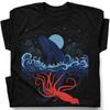 Whale Squid Ocean Moon T-Shirt Deep Sea Marine Wildlife Tee