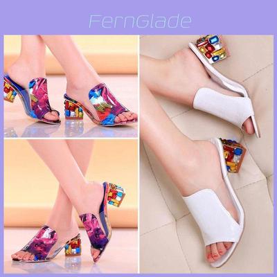 Elegant Crystal Sandals For Women With Heels Peep-toe Design Perfect For Summer