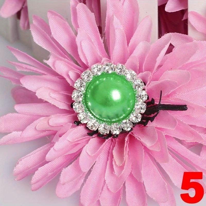 

1 шт. Модная круглая пуговица со стразами с плоской задней стороной, жемчужная свадебная пряжка светло-зеленый