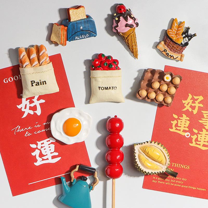 Creative Three-Dimensional Cute Food Refrigerator Sticker, Decorative Magnet Sticker