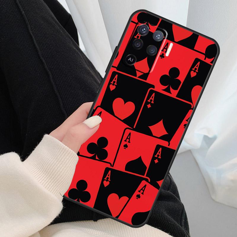 CASINO PLAYING CARDS Case For Oppo A18 A38 A58 A78 A98 A80 A60 A40 A96 A76 A16 A94 A74 A54 A15 A17 A57 A77 A5 Pro
