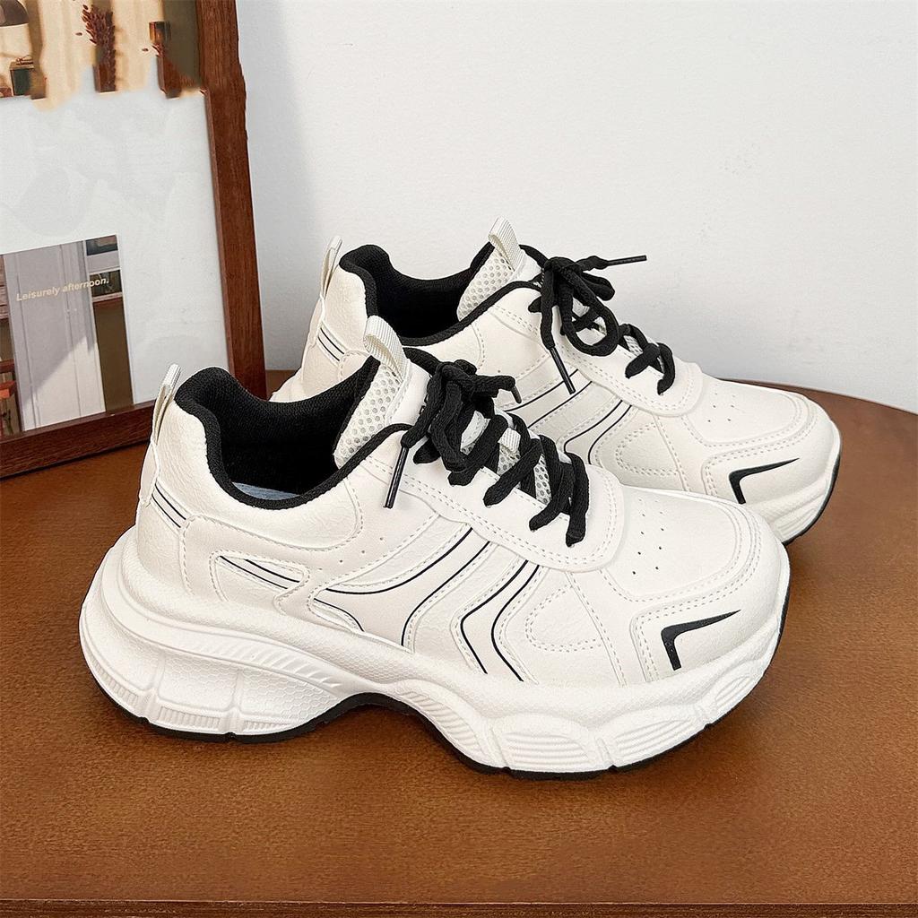 Hot Selling Thick Soled Height Increasing Ankela Red Dad Shoes Women's Niche Sports Shoes 2025 New White Shoes, Casual Shoes
