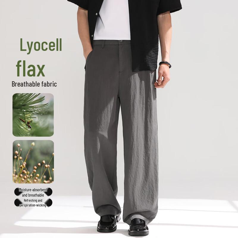 Men s Breathable Tencel-Linen Blend Casual Pants M
