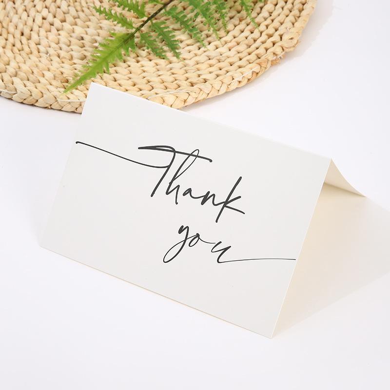 6pcs Thank You Folding Card Gift Kraft Message DIY Decoration Holiday Greeting Card Envelope Seaing Sticker Student Stationery