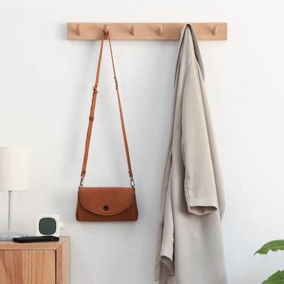Beech Wood Entryway Coat and Hat Hooks, Wall-Mounted Storage Rack for Clothes and Bags