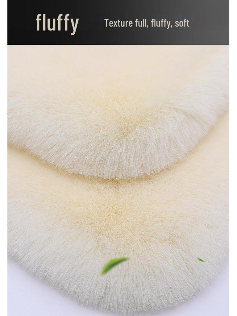 Winter Rabbit Fur Wool Heated Car Seat Cushion - Non-slip, Warm, for Single Seat with Small Waist Support