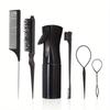 Hairdressing Set Six-piece Set Hairpin Hair Puller Portable Brush Highlight Dyeing Pointed Tail Comb Continuous Spray Bottle Set