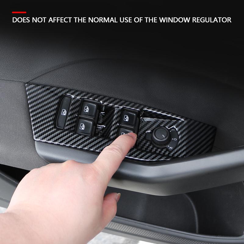 Car Door Window Lift Switch Panel Cover for Volkswagen VW T-CROSS Tcross 2018- LHD 4Pcs Imitation Carbon Fiber Accessories