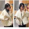 Cute Korean Style Oversized Flap Collar Cotton Jacket for Women Winter New Arrivals Casual Short Coat