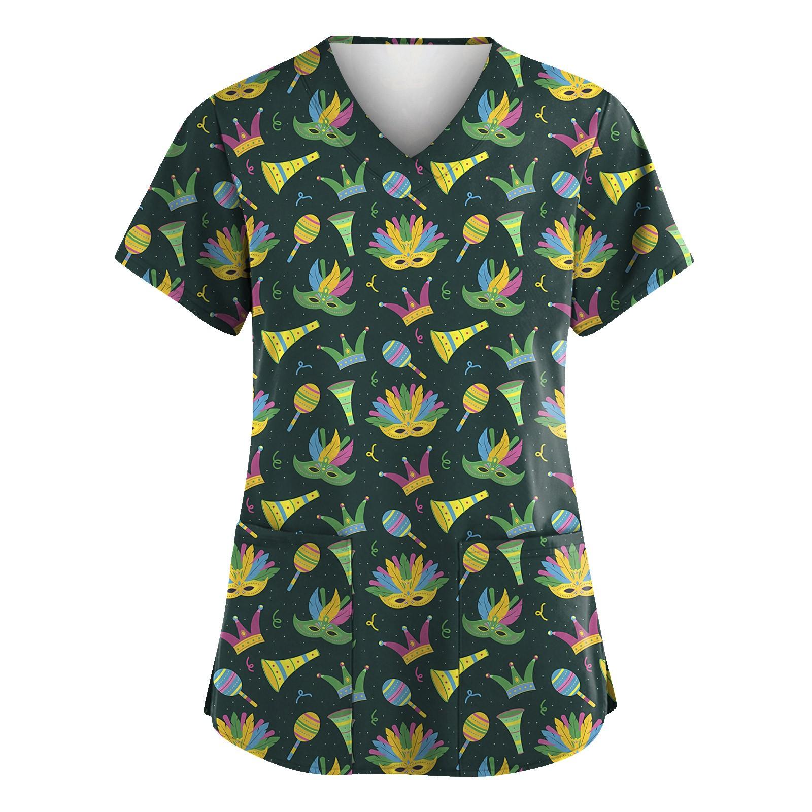 

Женская карнавальная печатная униформа рабочая униформа с V-образным вырезом и карманами защитная униформа M жёлтый