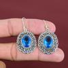 Faceted London Blue Topaz Earring Vintage Earrings Natural Gemstone Jewelry 925 Sterling Silver Earring Handmade Dangle Earring Gift For Her