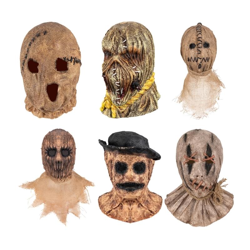 Party Costume Full Head Mask for Holiday Gatherings, Burlap-Look Horror Style for Pranks, Stage Scenes and Photos
