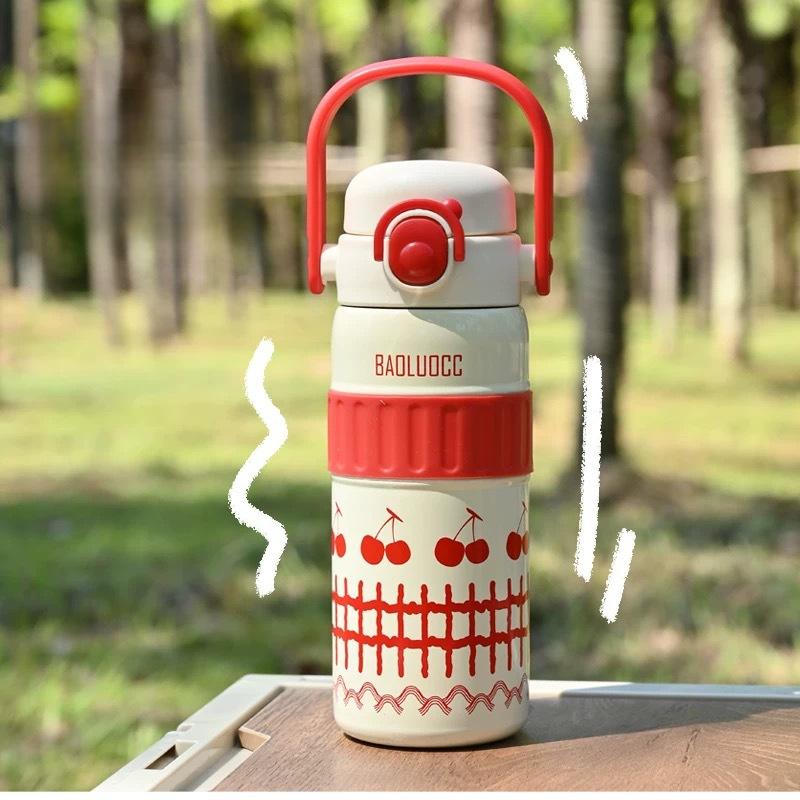 Children's Thermos Cup Students Go To School Special Water Cup Straw Cup Lovely Girl