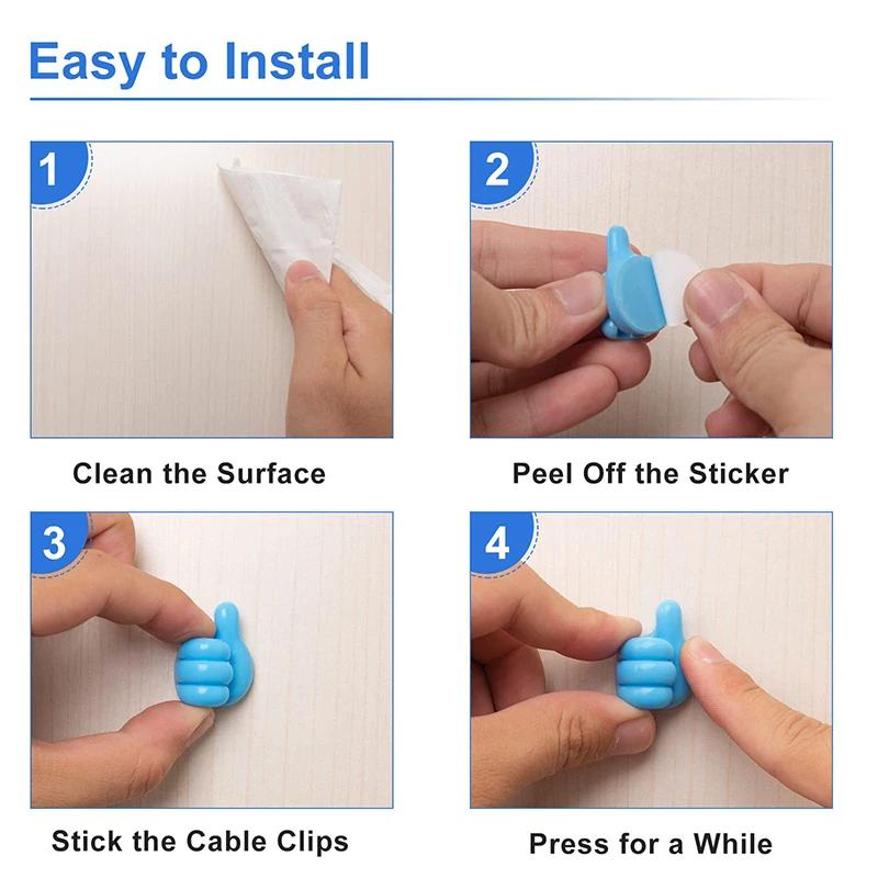 Neu 4 Stücke Multifunktionale Clip Halter Daumen Haken Draht Veranstalter Wand Haken Aufhänger Starke Wand Lagerung Halter Für Küche