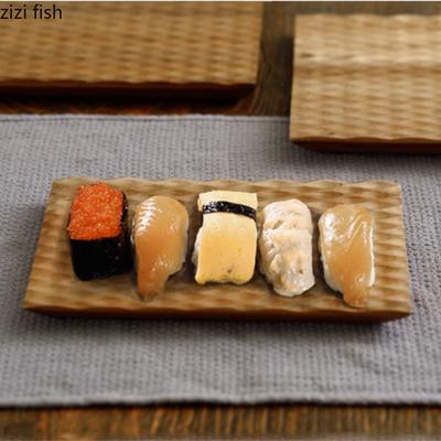 Rectangular Sushi Plate Board Wooden Pallets Salmon Sashimi Plate Cake Stand Dim Sum Dish Dessert Plates Fruit Bowl Snack Tray