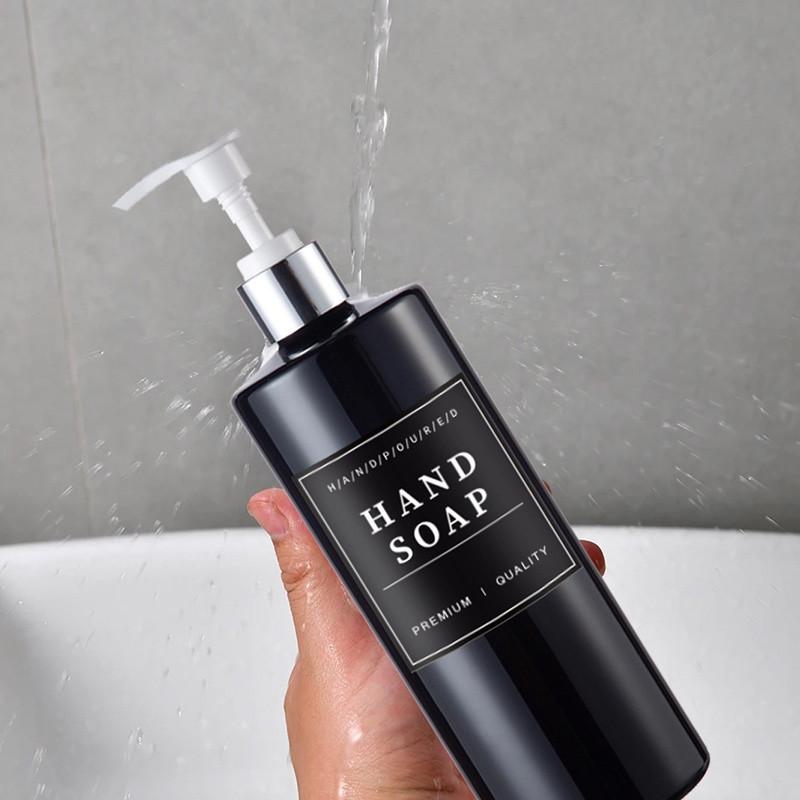 500 ml Lotionflasche mit Pumpseife und Spülmittelspender-Set, Küchen-Duschflaschen, nachfüllbar, mit Etiketten