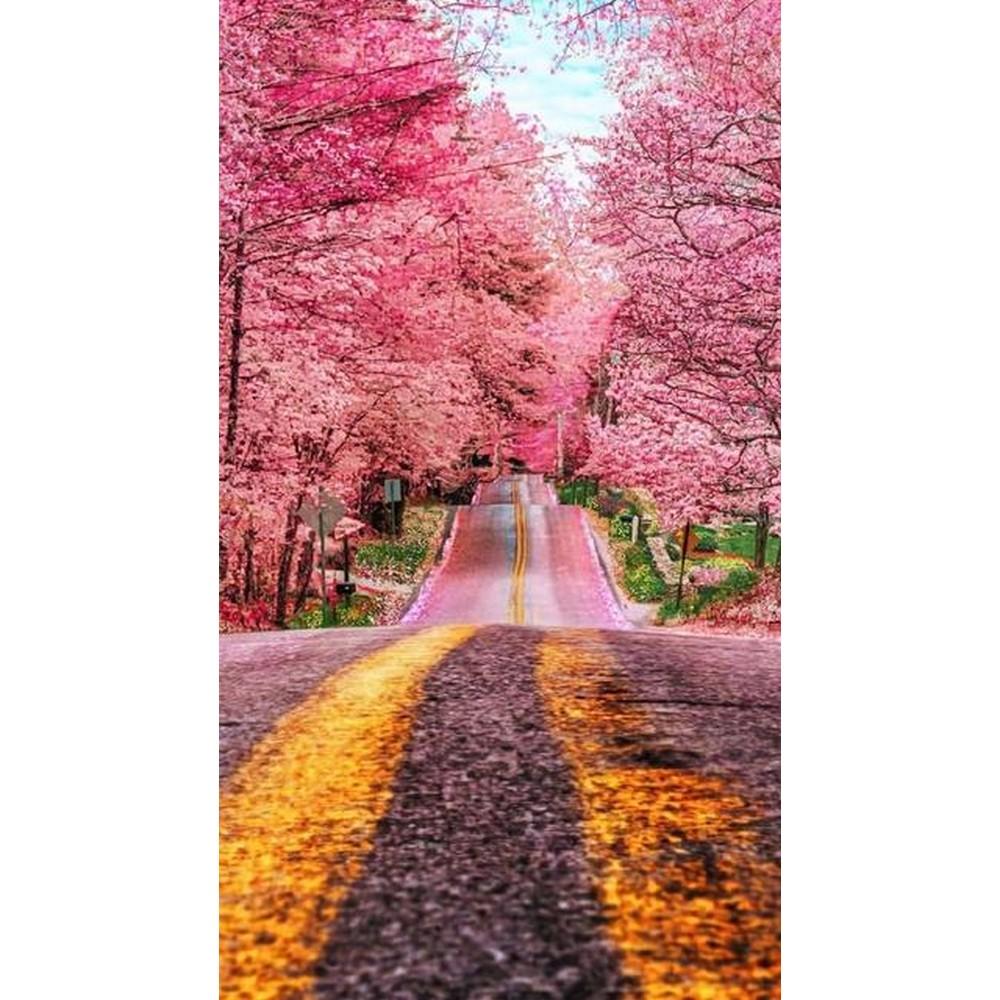 5D DIY Diamond Painting Pink Flower Tree Full Round Diamond Embroidery Cross Stitch Cherry Blossoms Mosaic Kits Decor for Home