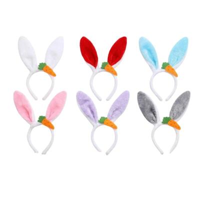 New Easter Rabbit Ear Headbands Plush Bunny Ears Carrot Hairband Party Cosplay Costume Headwear Face Wash Hair Accessories Gift