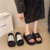 Black Platform Slippers Women's Summer Wear Fashion 2025 New Small Man To Increase the Sense of Advanced French Beautiful Cool Slippers