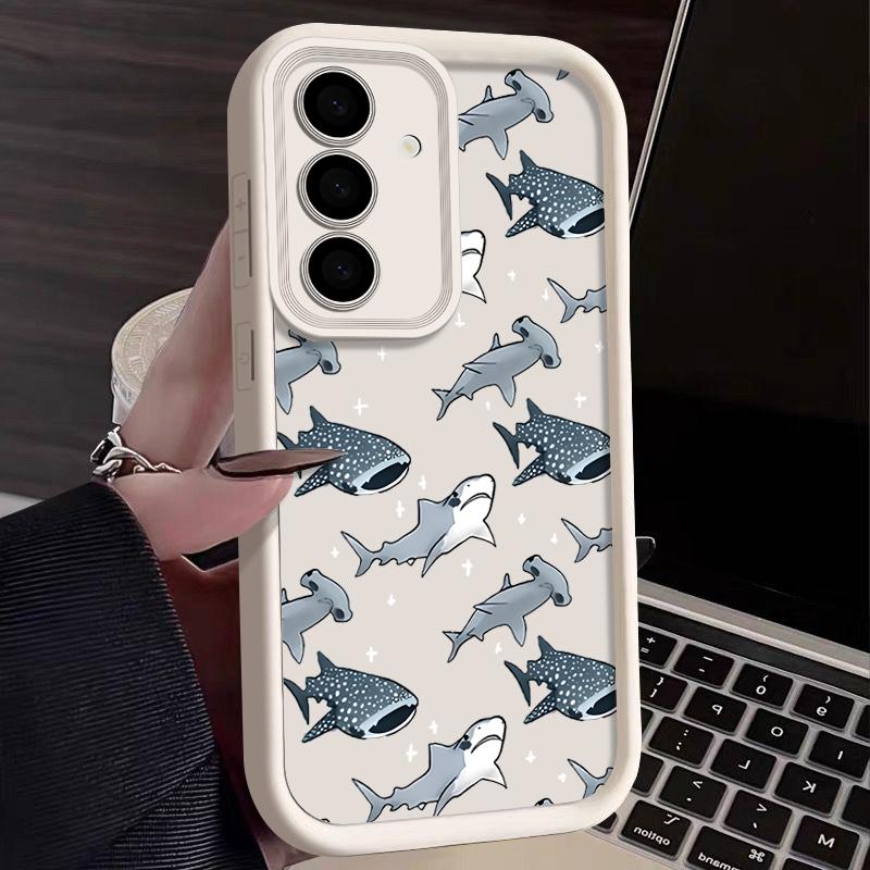 Husă cu Model Rechin Balenă Pentru Samsung Galaxy S25 Edge S24 S25 S23 S22 Ultra S24 FE A56 A55 A54 A36 A26 A15 A16 5G Husă de Telefon TPU