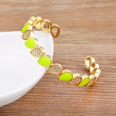 

Nidin Luxurious AAA Zircon Elements 5 Colors Water Drop Shape Shine Austrian Crystal Open Bangles Fashion Jewelry Women Gift 56-58mm жёлтый