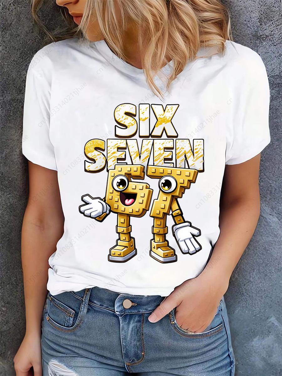 Funny  Brainrot Women T Shirts for Laddy Six Seven Brain Rot TShirt Party Tshirt for Girls for Woman Tops Aesthetic Clothes S