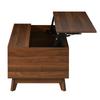 Coffee Table Modern Retro, Height-Adjustable Tabletop, Sliding Louvre Door, Walnut Look, MDF Body, Multifunctional Living Room Table