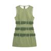 Spring European & American Style Mini Vest Dress with Waist Belt Details