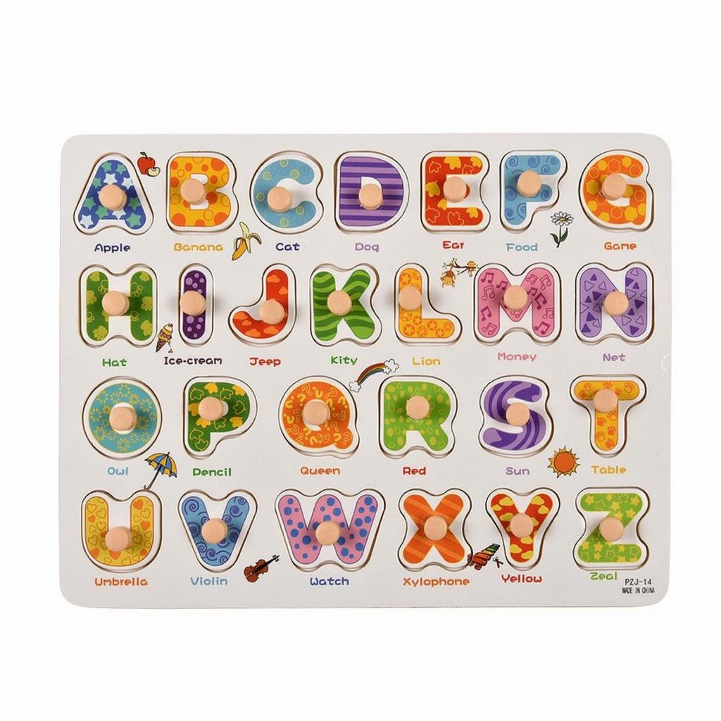 ShapeMatching Panel with Knobs Educational Wooden Peg Puzzle EasyGrasp Toy for Young Children,