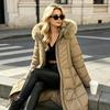 Vestiti imbottiti in cotone di media e lunga lunghezza, giacca calda esplosiva da donna, vita alla moda da donna, giacca imbottita in cotone con colletto grande in pelliccia invernale
