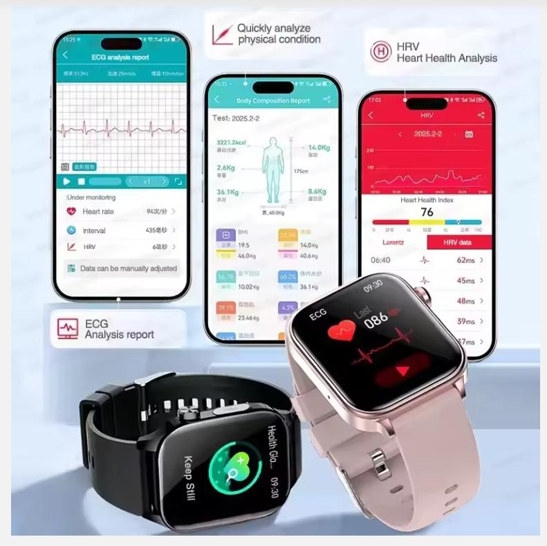 ECG+PPG AI Health Diagnose Smart Watch Men Women Clock Blood Lipid BP Uric Acid Heart Rate Tracker For Smartwatch