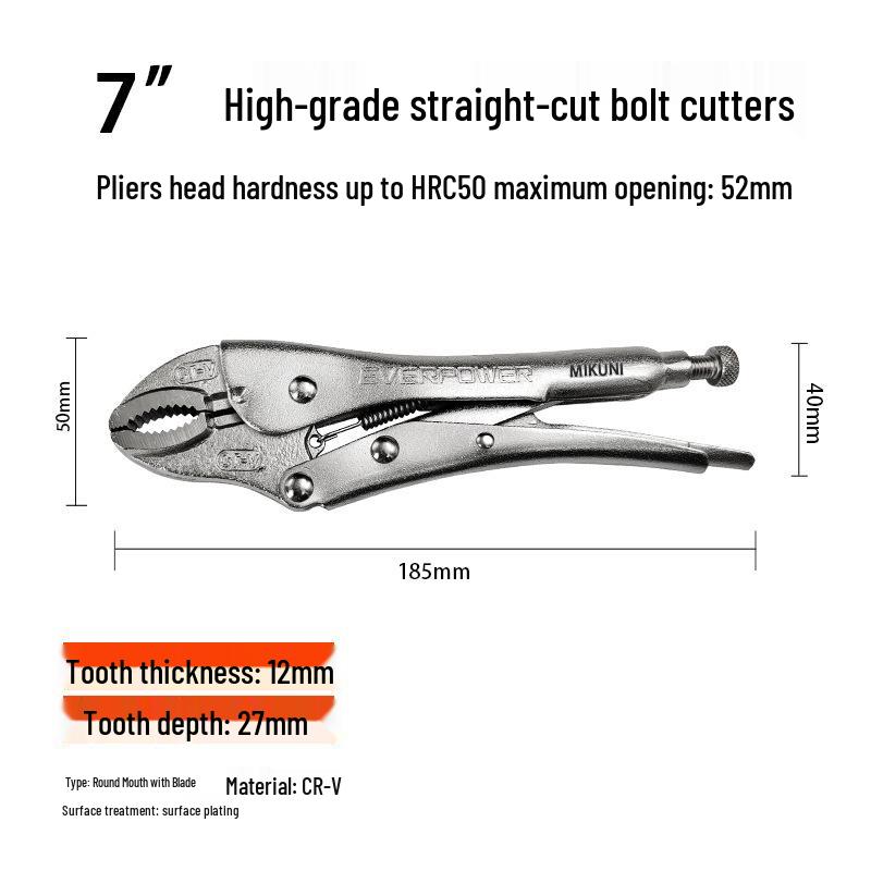 Multi-Function C-Type Folding Vise Grip Pliers with Flat, Round, and Needle-Nose Jaws, Automatic Fastening Clamp.