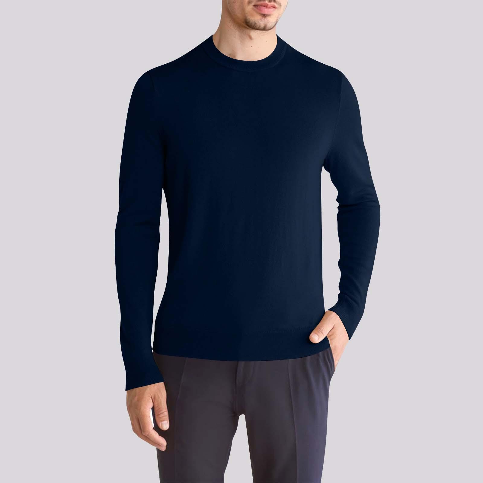 

Шерстяной топ с длинным рукавом, повседневный свитер с круглым вырезом, свободный воротник, шерстяной топ XXXL тёмно-синий