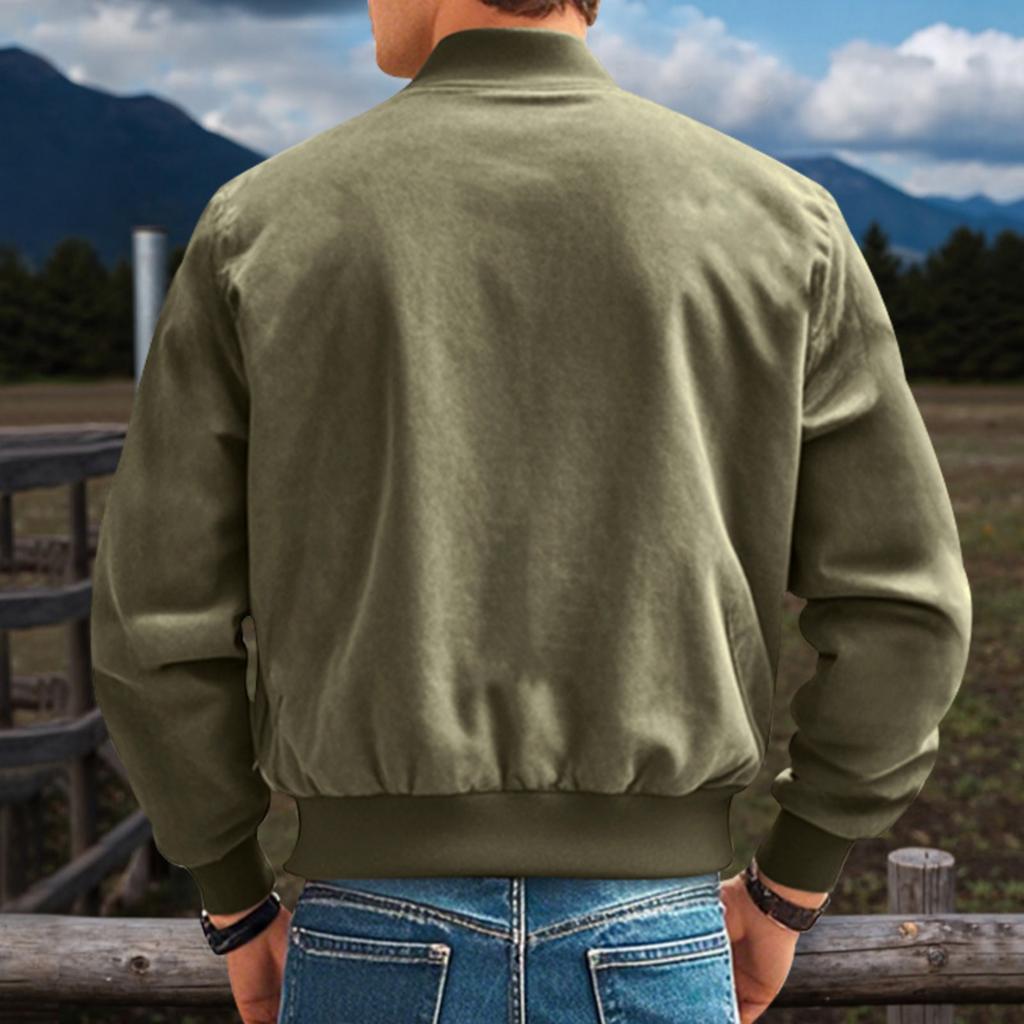 Giacca Cardigan da Uomo con Texture e Collo Alto, Morbida con Zip Intera, Vestibilità Larga per Pendolarismo e Sport