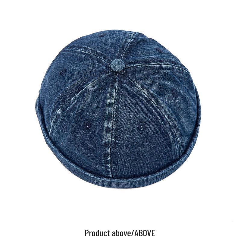Unisex Washed Denim Skullcap: Street Style Brimless Hat for Hip Hop Fashion