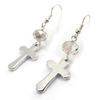 Les Trésors De Lily [J8158] - Silver 'Cross' Designer Earrings