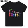 Hot Sale Video Game Pikmin 4 Print Cartoon Kids T-shirt Girls Clothes Baby Boys Black Short Sleeve T Shirt Children Tops,TH5868