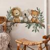 Animals On a Branch Wall Stickers, Lion Koala Tiger Self-Adhesive Decor for Nursery Kids Room Decoration