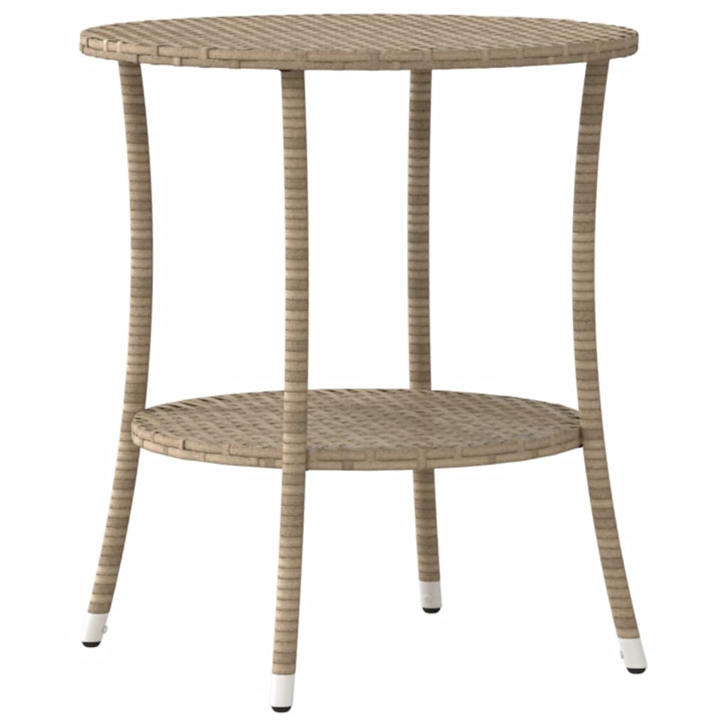Garden Armchair Set 2 Pieces Adjustable with Table Beige Poly Rattan