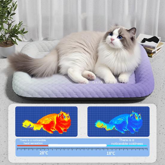 Pet Cooling Mat Summer Ice Silk Cooling Pad for Cats Dogs Heat Dissipation Anti Slip Sleeping Mat for Crate Sofa Balcony