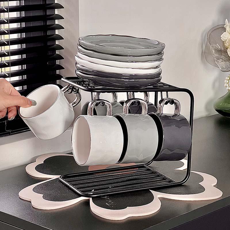 Nordic Style Luxury Ceramic Coffee Cup Set (6 Pieces) - Elegant Housewarming Gift